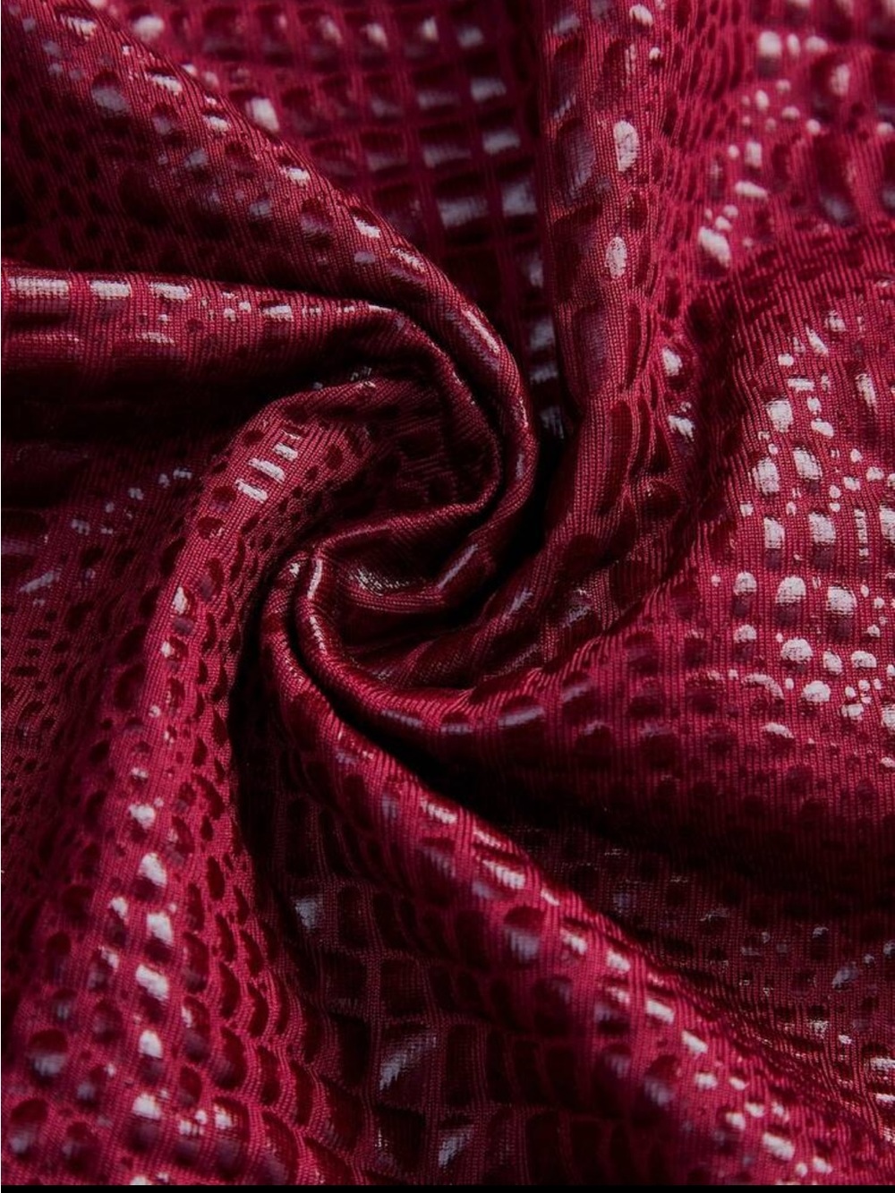 Women’s Sleeveless V-Neck Croc-Texture Tank Top - Burgundy - Picture 6 of 14